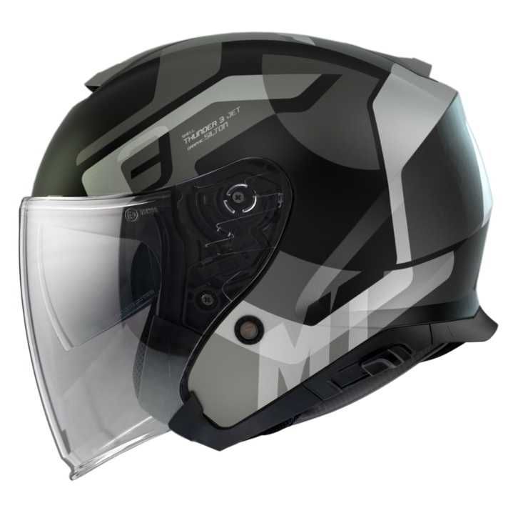 Casca open face moto MT Thunder III Silton gri mat (ochelari soare