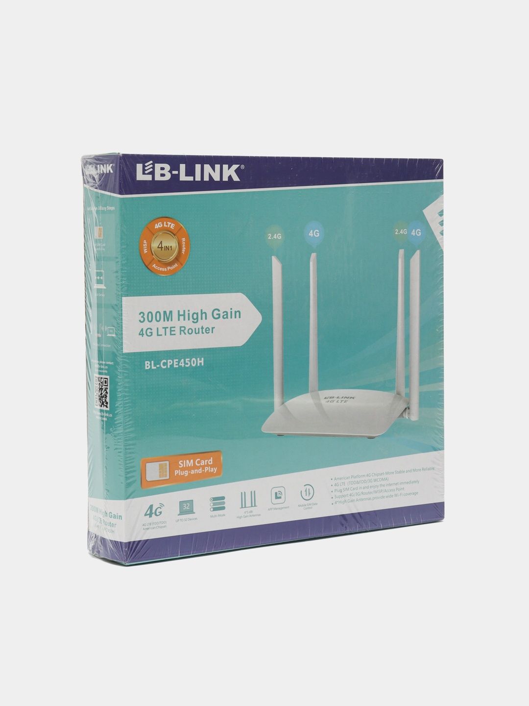 SIM karta Wi-Fi router 4G LTE
Wi Fi LB-Link BL-CPE450H