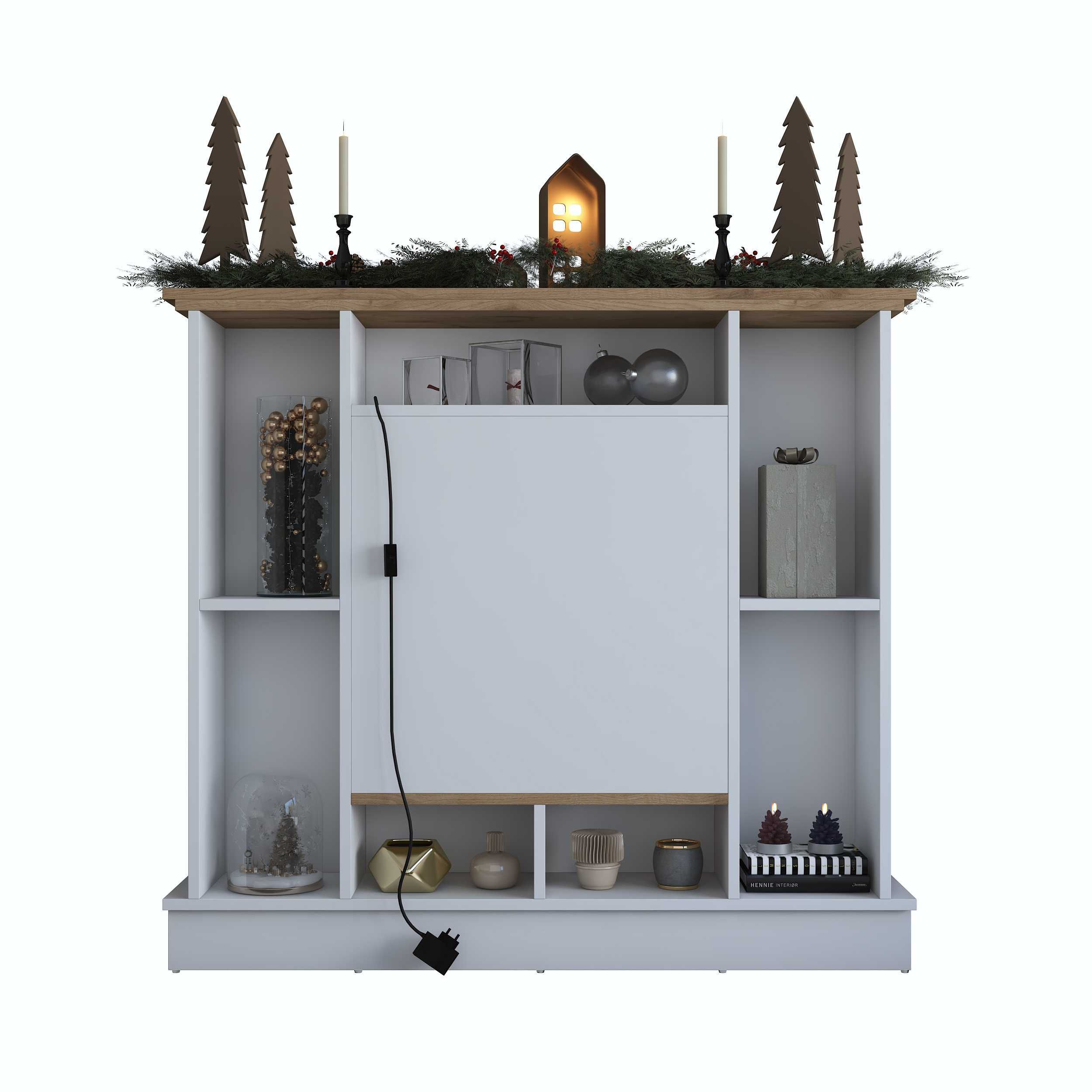 Декоративна LED Камина Puzzle-home 3881, Бял-натурлен, 120х30х109см