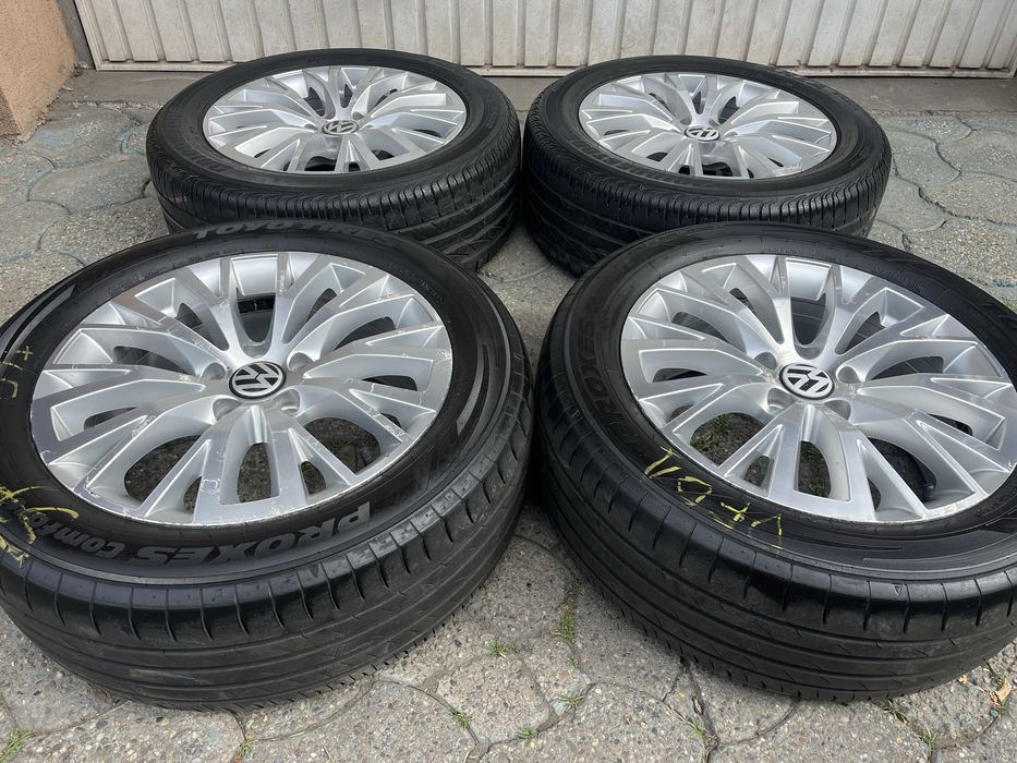 Jante aliaj 5x112mm, anvelope 225/55 R17, VW Passat, Tiguan, Sharan
