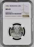 Moneda gradata NGC 20 lei 1951