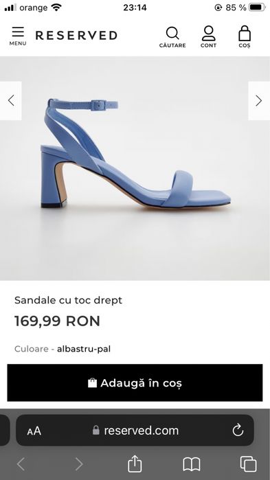 Sandale albastre cu toc 7 cm