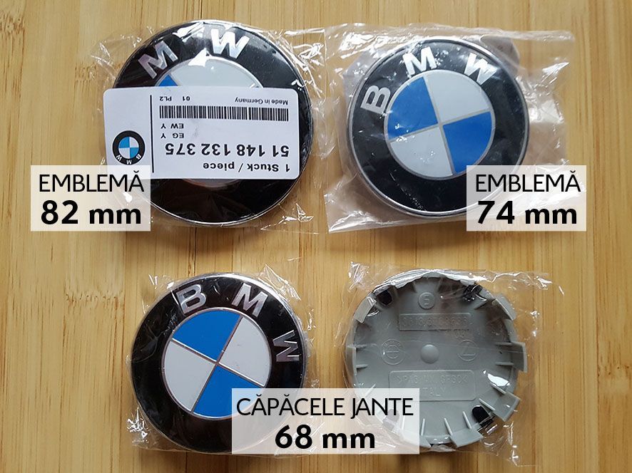 Embleme capota/portbagaj 82/74 mm si CAPACELE jante 68 mm + BONUS