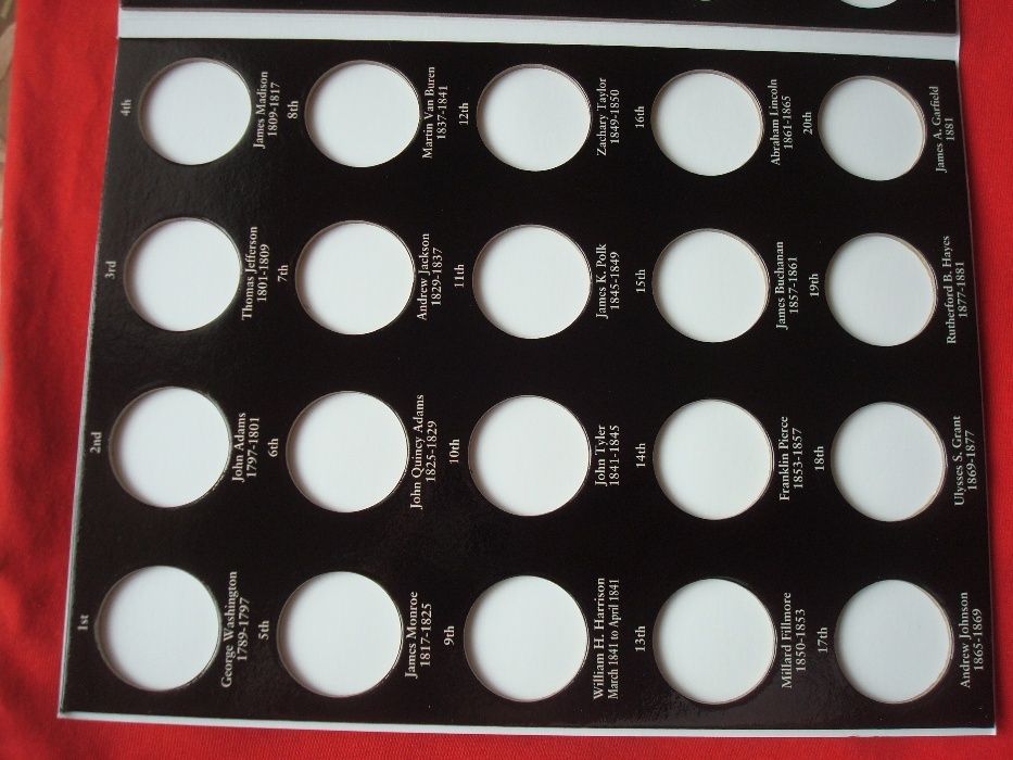 САЩ: албум за серията с Президентите - 39 монети х 1 долар