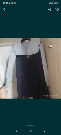 Школьная двойка- платье+ рубашка