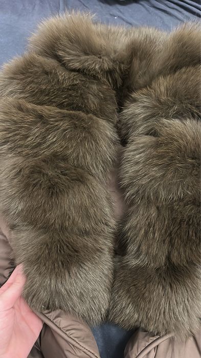 Geaca cu blana naturala de vulpe si puf de gasca