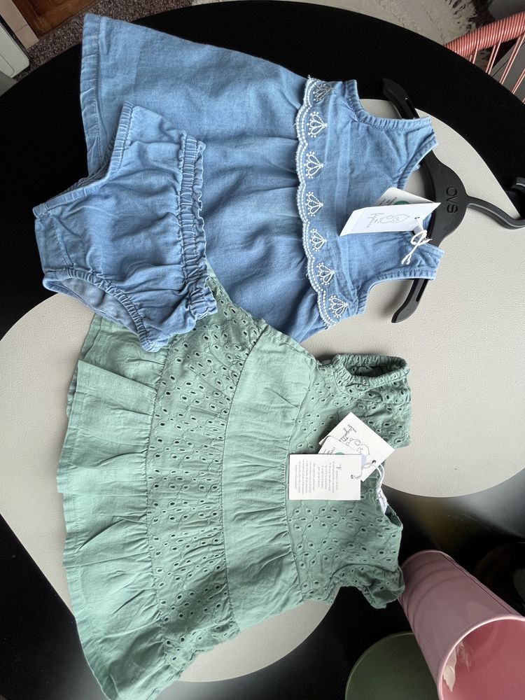 Mayoral H&M Next George дрехи 0-6 м рокля дънкова зелена сукман
