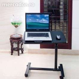 Masuta laptop reglabila-mini birou cu roti,masa laptop cu blat lemn