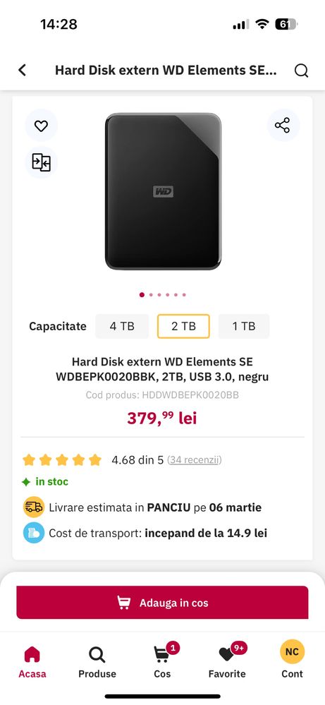 Hard disk extern western digital