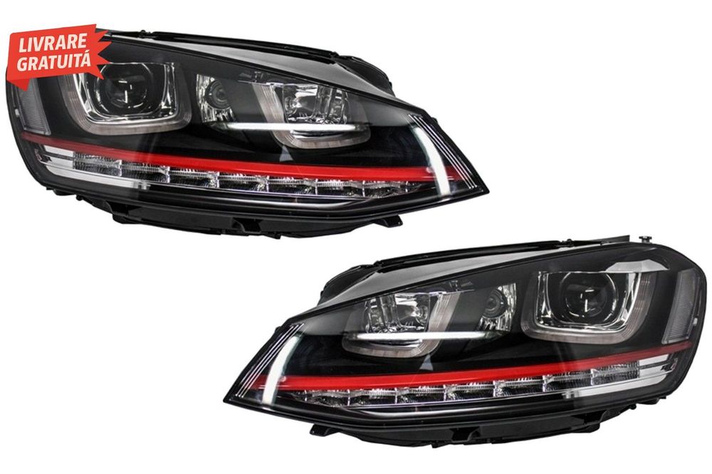 Faruri 3D LED VW Golf 7 VII (2012-2017) R20 GTI Design Semnal Dinamic LED- livrare gratuita