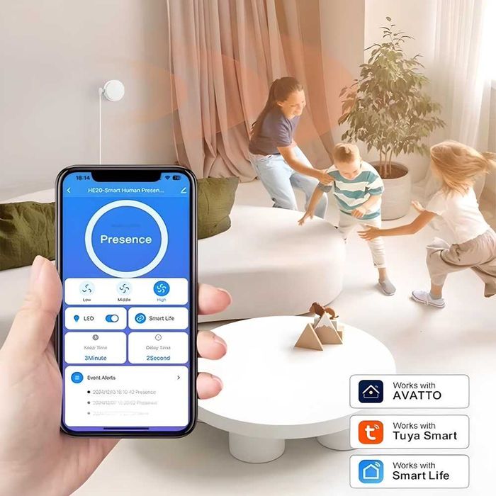 Avatto HE20 – WiFi Смарт сензор за човешко присъствие | 24Ghz мм радар