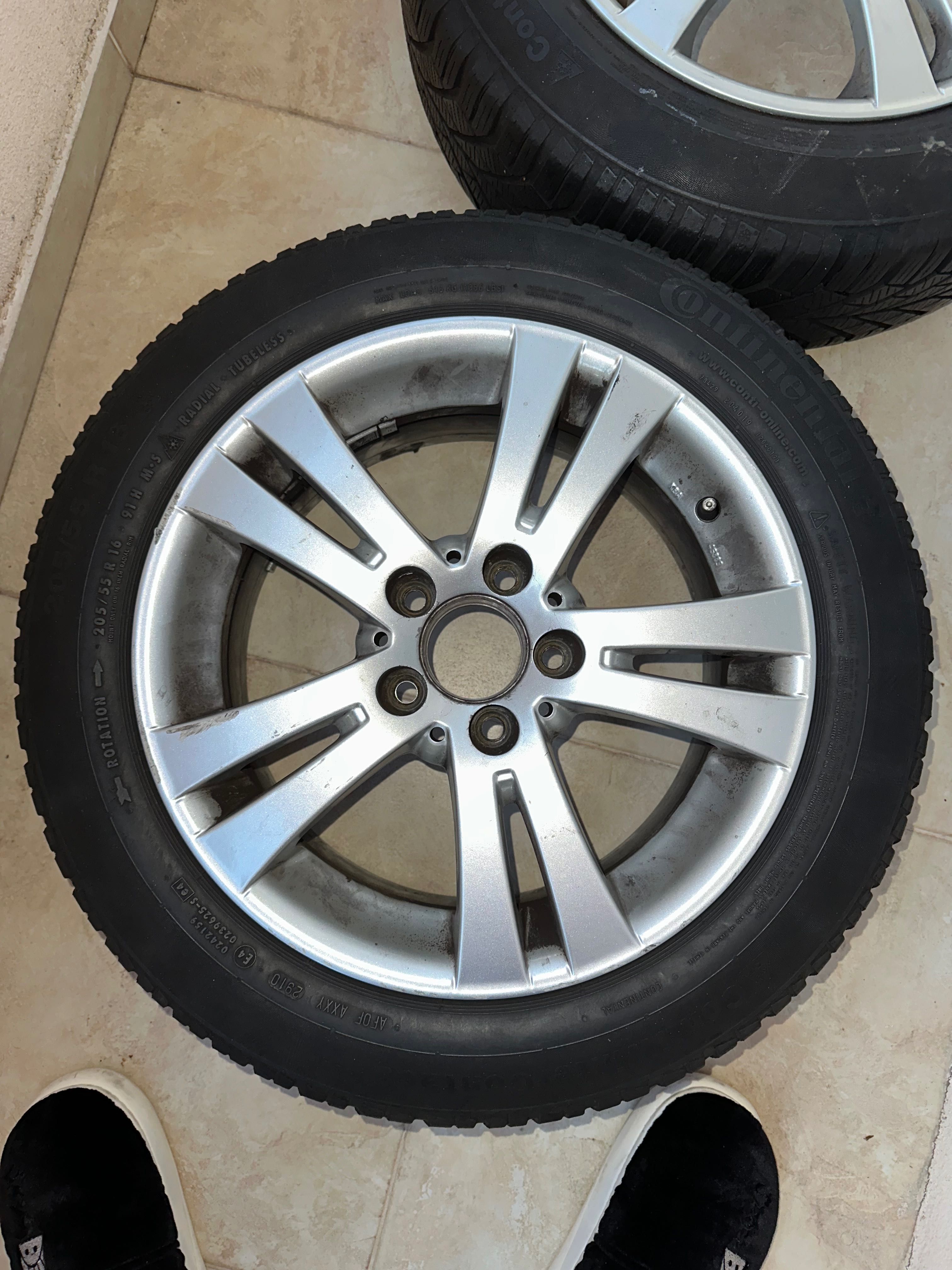 4бр джанти за Mercedes 5x112 със зимни гуми Continental