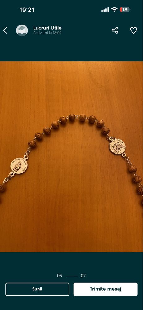Colier original din Egipt piatra neagra onix si rozar Vatican