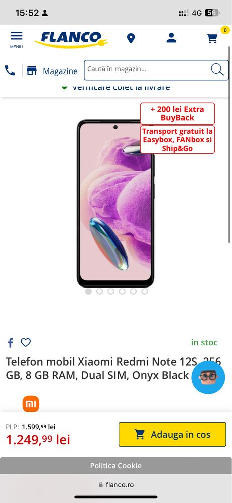 (NOU) Xiaomi Redmi Note 12S, 256/8GB, Liber (FULL BOX)