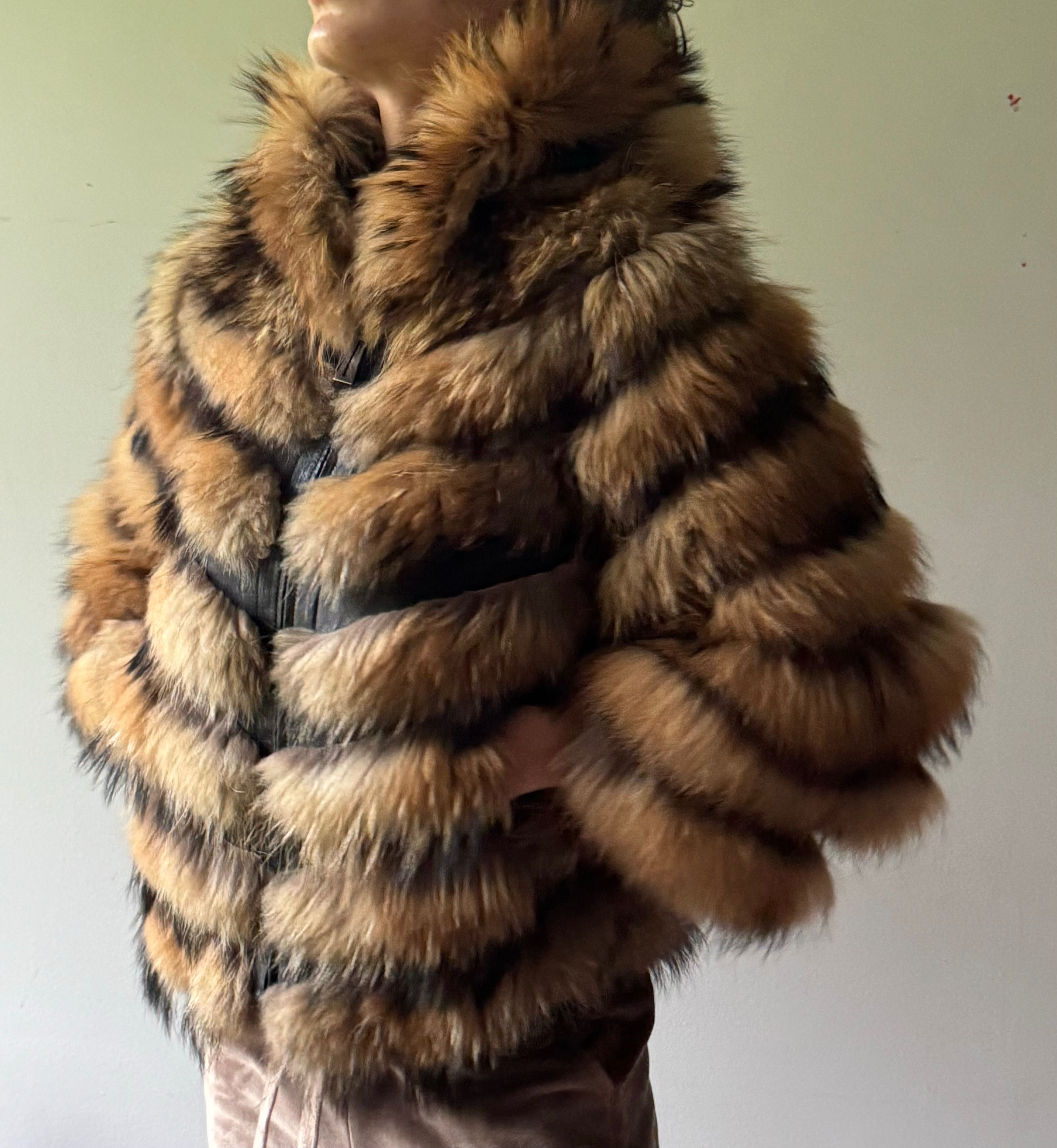 Естествен косъм палто от лисица ракун