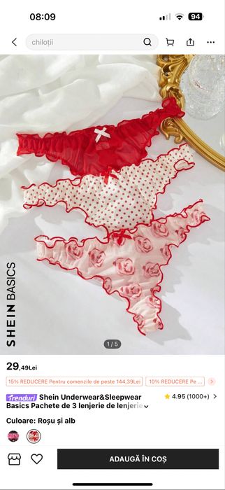Seturi 3 perechi chiloti narimea s -m noi