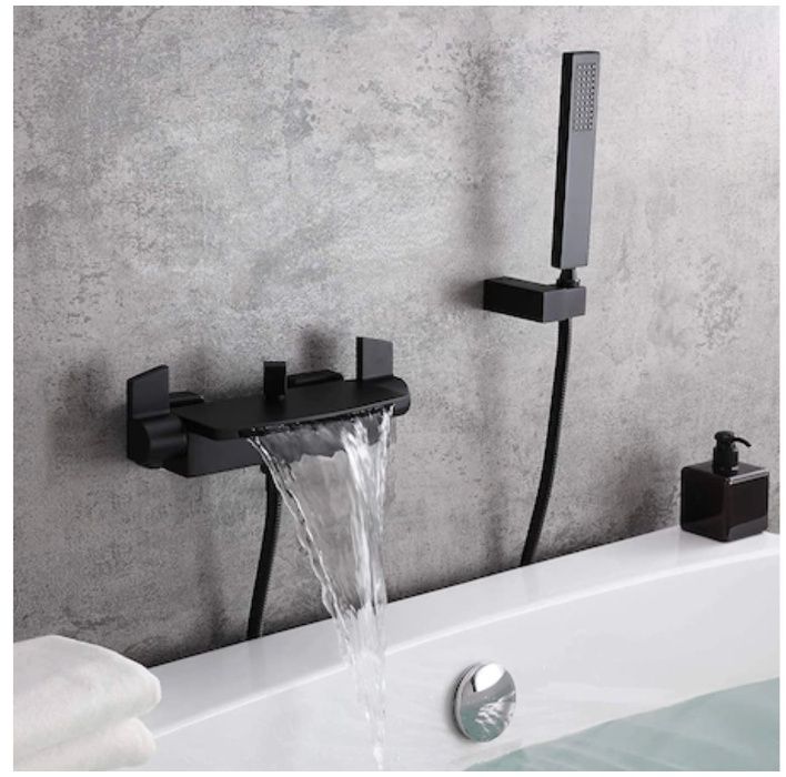 Baterie dus cada baie tip cascada si suport crom/negru/gold/alb factur