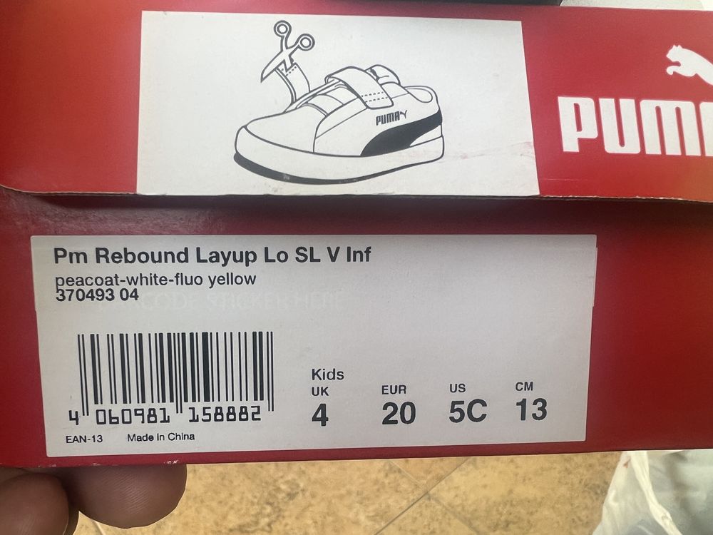 Чисто нови детски маратонки кожени Puma rebound layup lo sl 20 номер