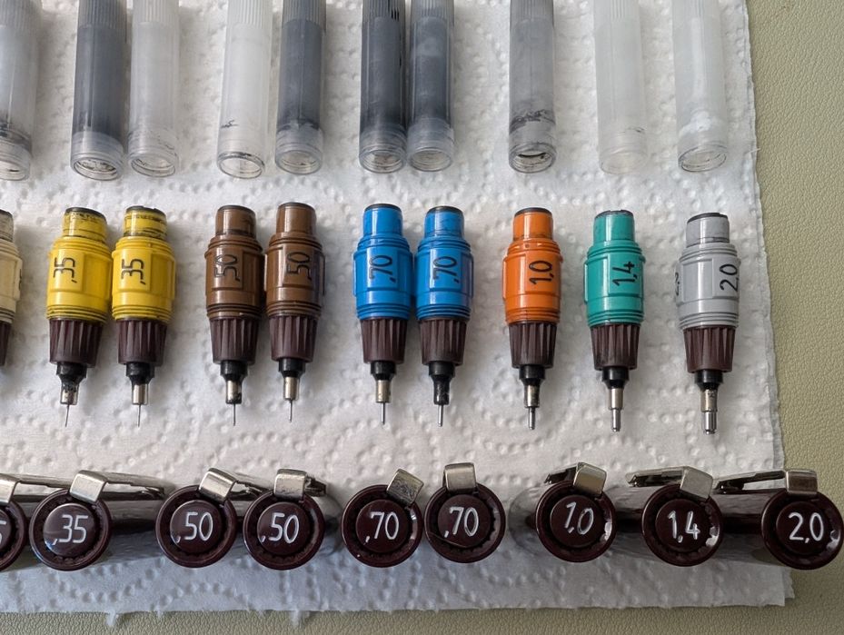 Set Rotring isograph tragator tus/stilou tehnic - diverse marimi (0.10