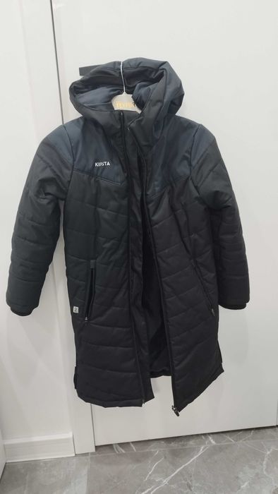 Детско яке тип дълга парка за футбол TRX, черно