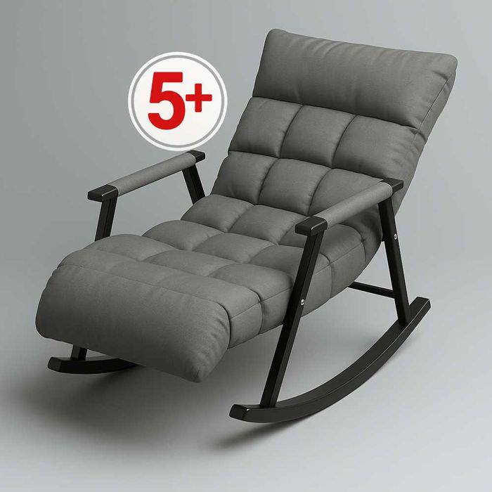 Премиальное кресло-качалка с подлокотниками, серое