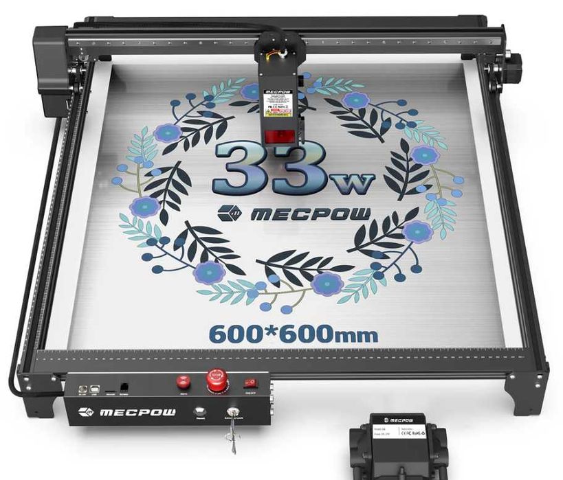 Laser Cnc Mecpow x5Pro, 33W Optic, 600x600mm + Air assist, WiFi - NOU