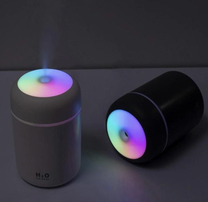 Umidificator de aer, 7.8x7.8x12 cm, 300 ml, Roz/Gri