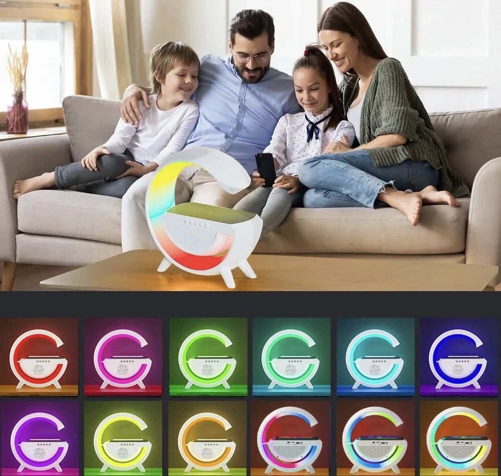 Портативная блютуз колонка с подсветкой RGB беспроводная зарядка