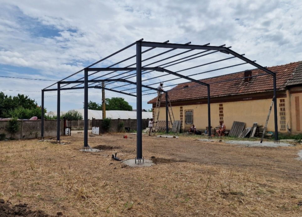 Schimb hală metalica cu mașină 
6x15x4.    Profil ipe 140 
Teava pe ac