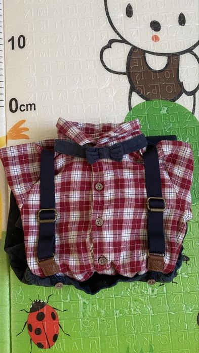 Costum body camasa, pantaloni, bretele si papion