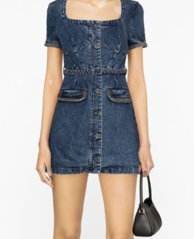 self-portrait short-sleeve denim dress