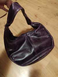 Дамска чанта естествена кожа виолетова