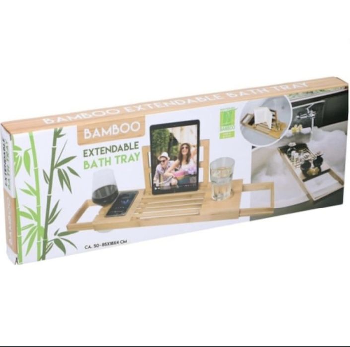 Tava-masa masuta de baie - cada din bambus,raft de depozitare,Sigilat