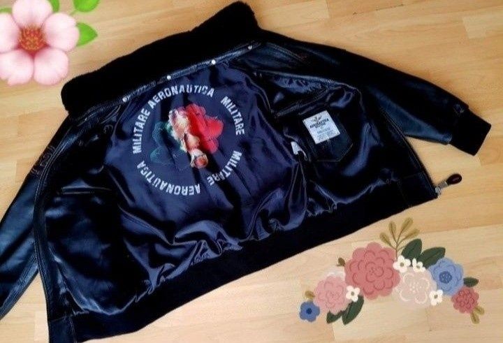 Geaca piele naturala 100%,tip aviator,guler detasabil blanita naturala