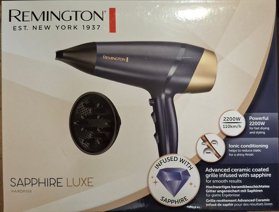 Uscător de păr Remington Sapphire Luxe 2200W – nou, sigilat