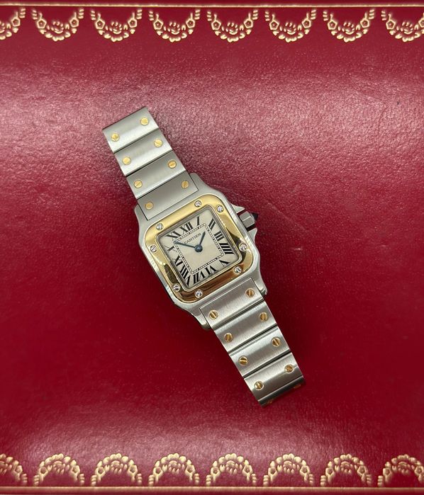 Cartier Santos Galbeé SM Quartz Aur-Otel *CA NOU*