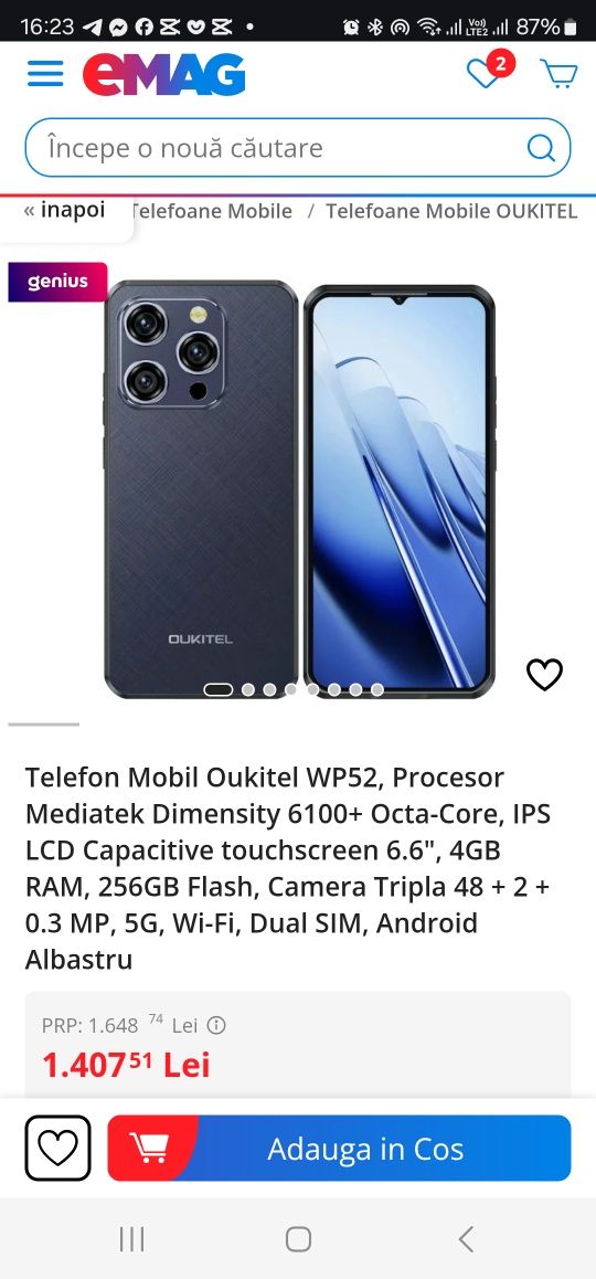 Telefon Mobil Oukitel WP52, Procesor Mediatek Dimensity 6100+ Octa-Cor