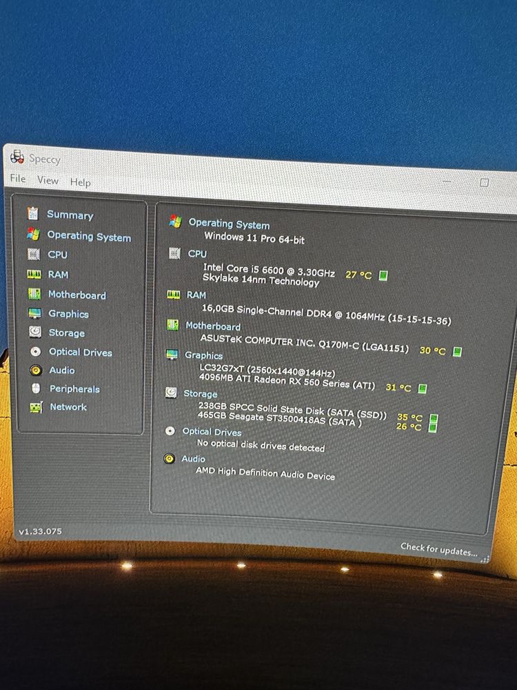 PC Gaming i5 6600 RX560 4GB 16GB DDR4 SSD+HDD