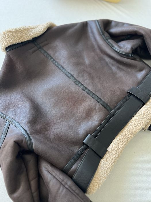 Кафяво кожено яке с овча кожа ZARA
