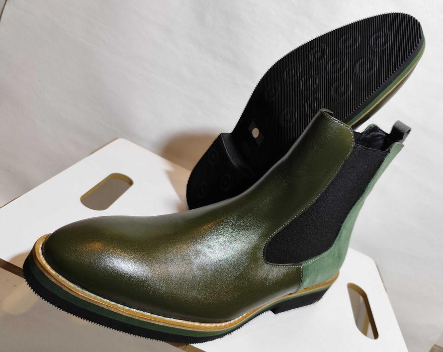 Ghete chelsea de lux 42.5 43 plain toe GIROTTI NOI piele naturala