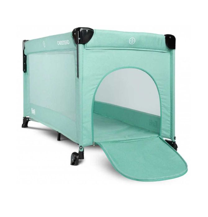 Patut bebelusi cu 2 nivele turcoaz +Saltea cu husa detasabila