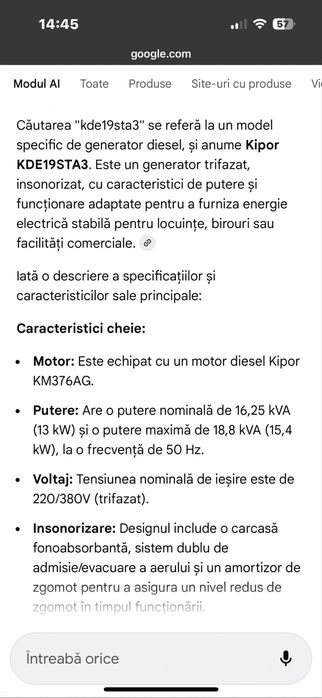 Generator trifazic diesel clasic fara electronica Kippor 13kw