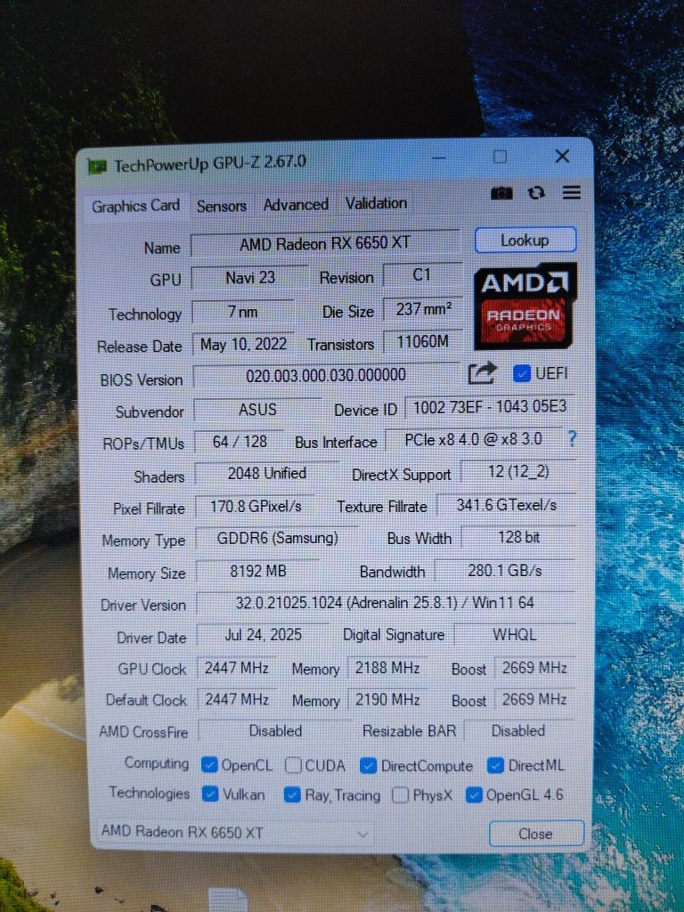 Placa video ASUS Radeon RX 6650 XT DUAL O8G 8GB GDDR6 128-bit