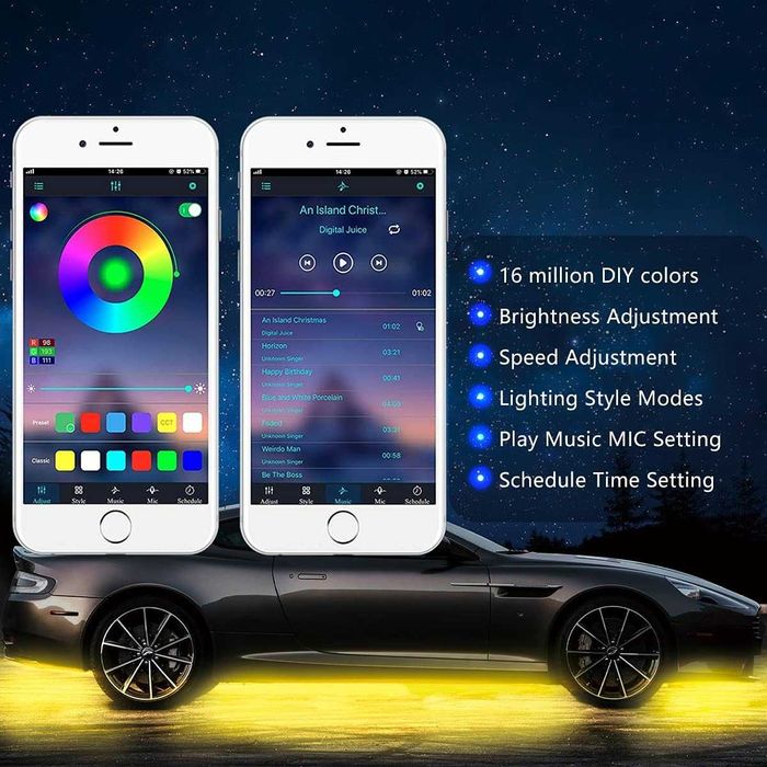 Екстериорна RGB Светлина С Дистанционно ,Автомобил,Мотор,Лодка,Джанти