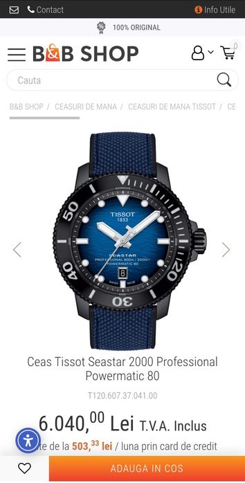 Tissot Seastar 2000 Diver Professional Powermatic 80, full-box
