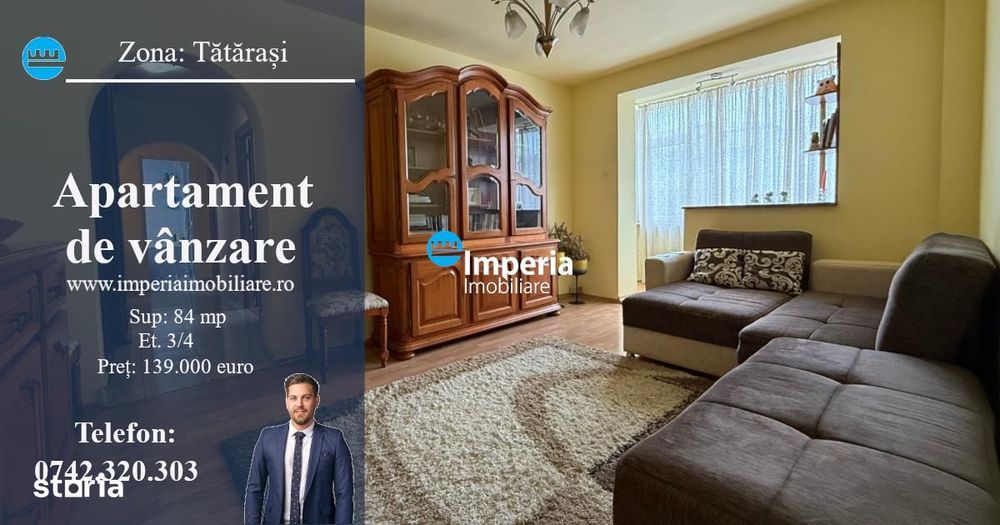 Apartament 4 cam, semi - decomandat, de vanzare zona Tatarasi - Dispec