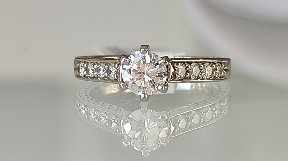 Inel logodna paladium si diamante 0.90ct mega discount Martie!