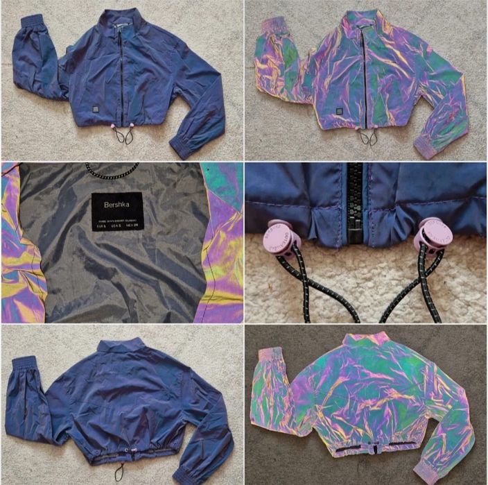 Geaca reflectiv, windbreaker crop