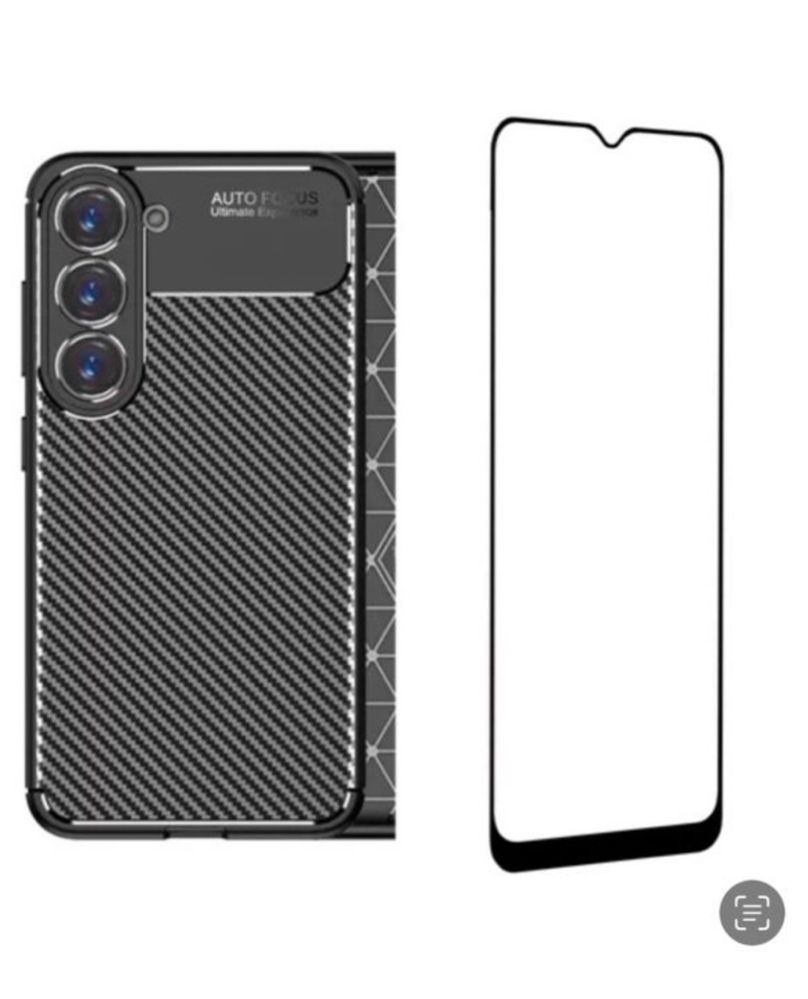 Samsung A22/A32/A34/A54/A35/a36 Husa Carbon Black + Folie Sticla Curve