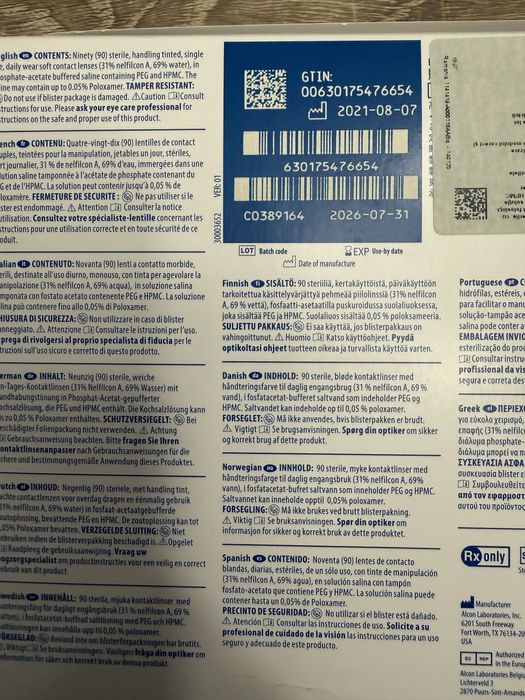 Lentile contact - Alcon Dailies AquaComfort PLUS, -7,50